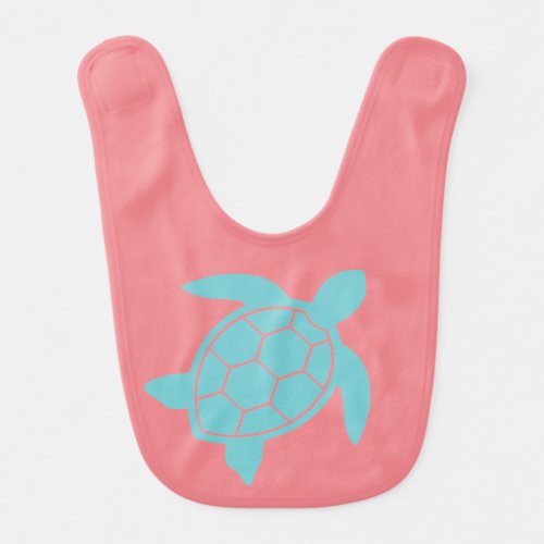 Sea Turtle Design in Ocean Seafoam Green Blue Baby Bib