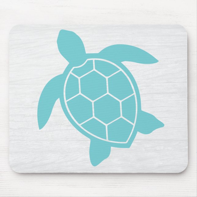 Sea Turtle Design in Ocean Seafoam Green Blue Mouse Pad (Front)
