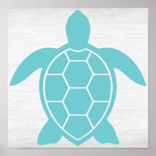 Sea Turtle Design in Ocean Seafoam Green Blue Poster