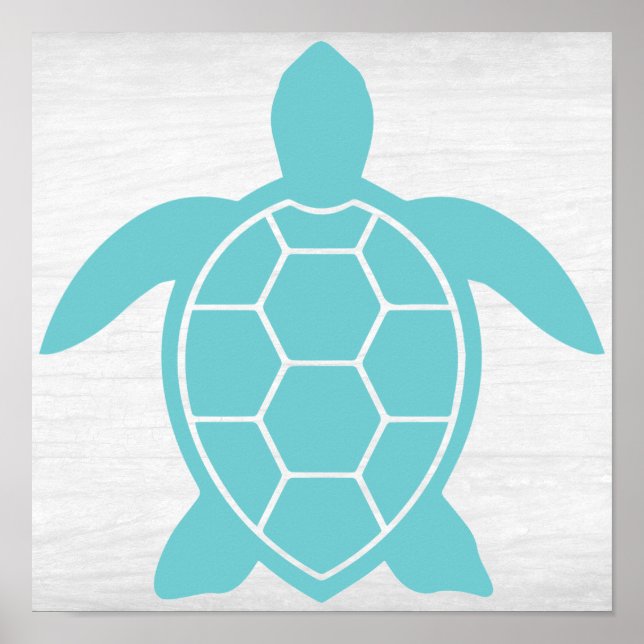 Sea Turtle Design in Ocean Seafoam Green Blue Poster (Front)