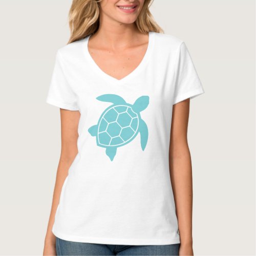 Sea Turtle Design in Ocean Seafoam Green Blue T_Shirt