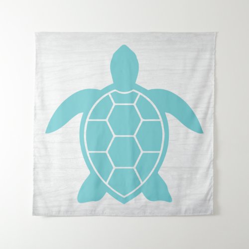 Sea Turtle Design in Ocean Seafoam Green Blue Tapestry