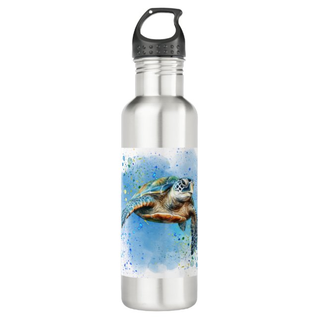 Sea turtle design on thermal tumblers stainless steel water bottle (Front)