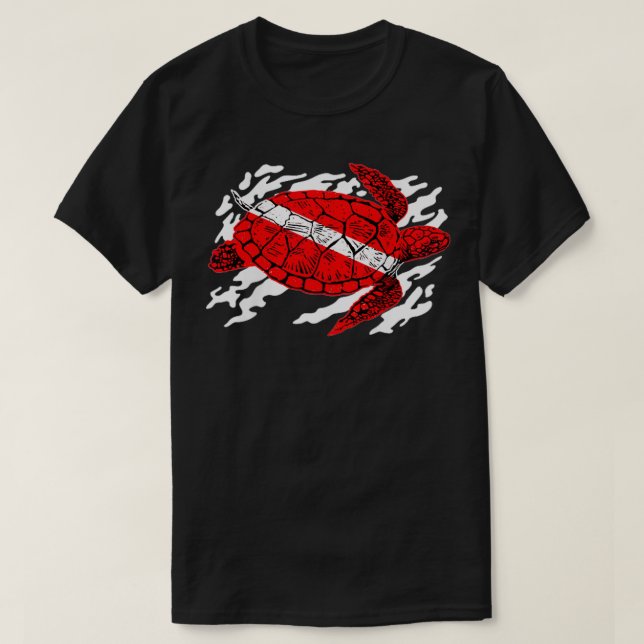 Sea Turtle Dive Flag Scuba Diving Lovers Conservat T-Shirt (Design Front)