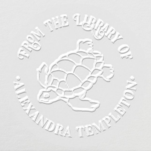 Sea Turtle Drawing Beach Ocean Round Library Book Embosser (Design)