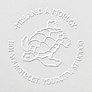 Sea Turtle Drawing Beach Ocean Round Name Address Embosser
