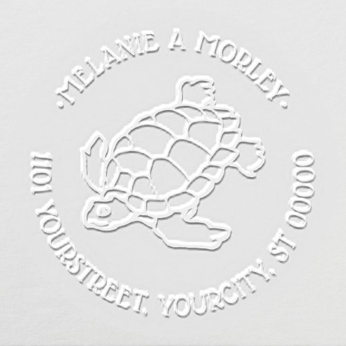 Sea Turtle Drawing Beach Ocean Round Name Address Embosser