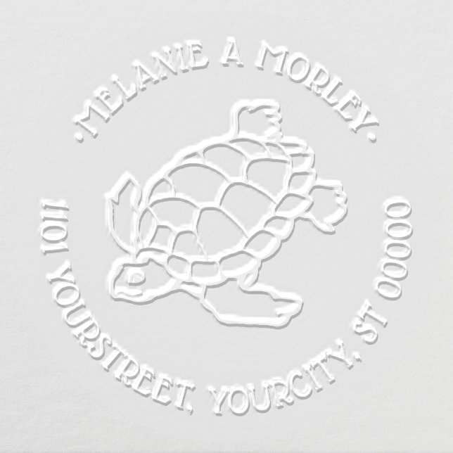 Sea Turtle Drawing Beach Ocean Round Name Address Embosser (Design)