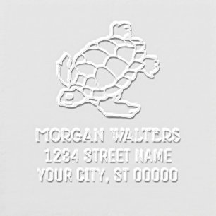 Sea Turtle Drawing Beach Ocean Sea Name Address Embosser