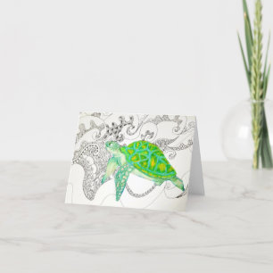 sea turtle drawing holiday card