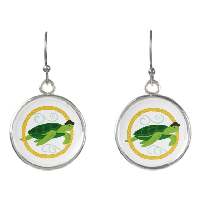 Sea Turtle Earrings Jewelry Gift (Front)