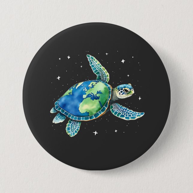 Sea Turtle Earth Day 2025 Sea Animals  Button (Front)