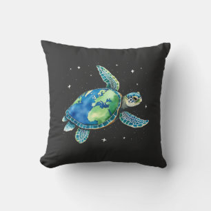 Sea Turtle Earth Day 2025 Sea Animals Throw Pillow