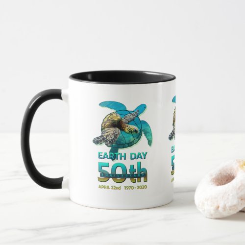 Sea Turtle Earth Day 50th Anniversary Gift Mug