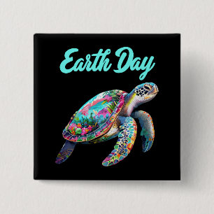 Sea Turtle Earth Day Save The Earth  Button