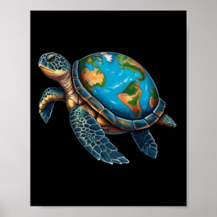 Sea Turtle Earth Day Save The Planet Women Men Kid Poster
