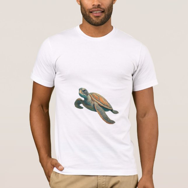 Sea Turtle Family in Coral Reef: T-shirt  (Front)