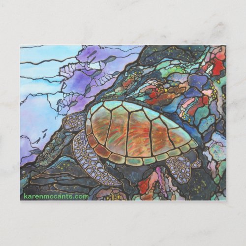 Sea Turtle Fantasy Coral Reef Postcard