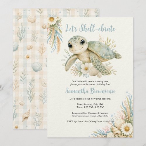 Sea Turtle First Birthday Invitation