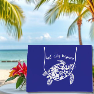 Sea Turtle-Fisherman Core-Hawaiian-Deep Blue Large Gift Bag