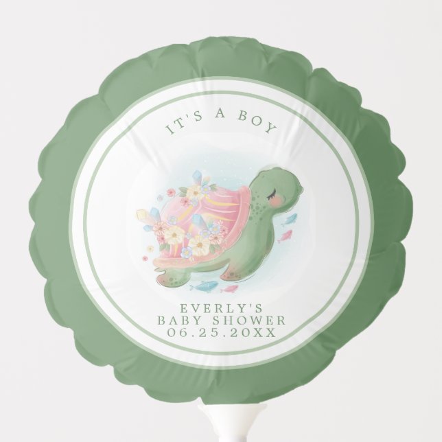 Sea Turtle Floral Baby Shower Balloon (Front)