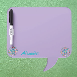 Sea Turtle Floral Boho School Office Name Dry Erase Board