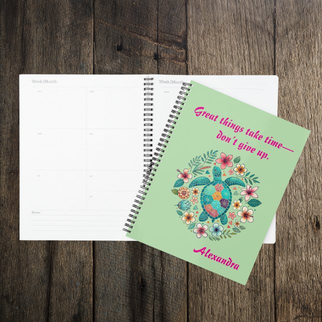 Sea Turtle Floral Boho School Office with Name Planner (Creator Uploaded)