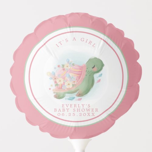 Baby Shower Balloons 17 Sea Turtle Floral Pink Baby Shower Balloon