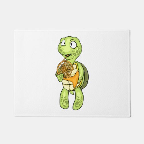 Sea Turtle French Horn Player Kids Music Horn Doormat