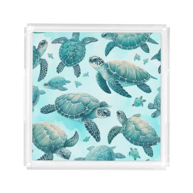 Sea Turtle Friends Acrylic Tray (Front)