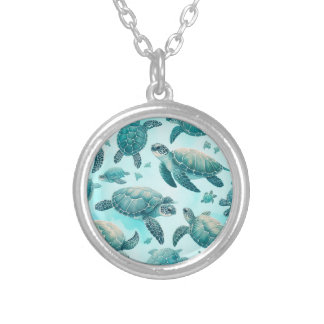 Sea Turtle Friends Silver Plated Necklace