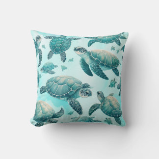 Sea Turtle Friends Throw Pillow