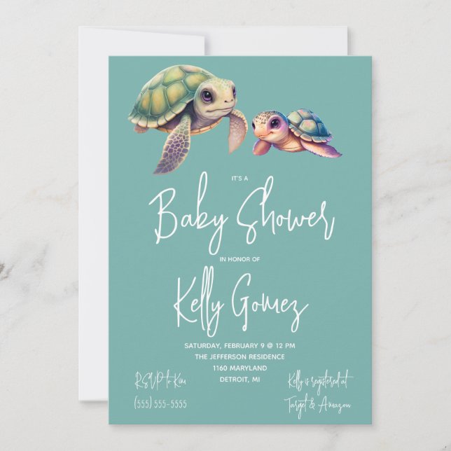 Sea Turtle Gender Neutral Boho Toys Baby Shower Invitation (Front)