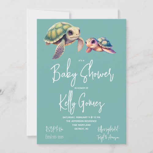 Sea Turtle Gender Neutral Boho Toys Baby Shower Invitation