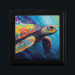 Sea Turtle Gift Box<br><div class="desc">Watercolor sea turtle swimming across the ocean, original artwork by Nicole.</div>