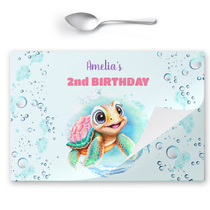 Sea Turtle Girl Birthday Tearaway Paper Placemat