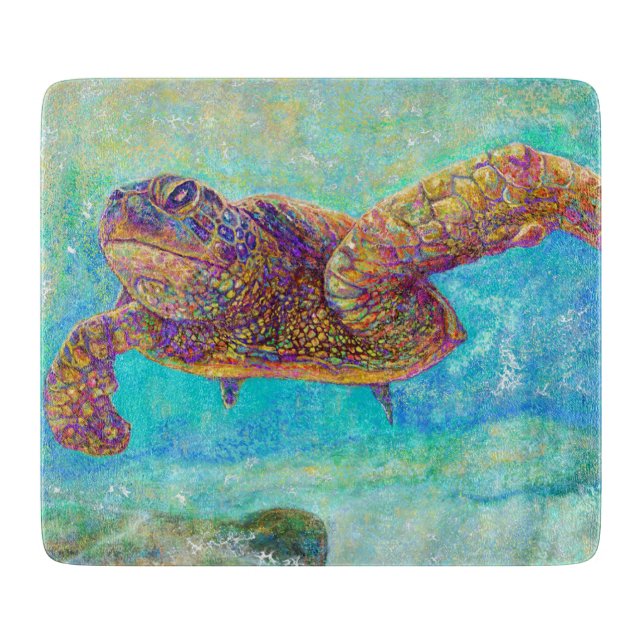 Sea Turtle - Glass Cutting Board (Front)