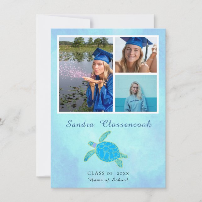Sea Turtle Graduate Announcement Card (Front)