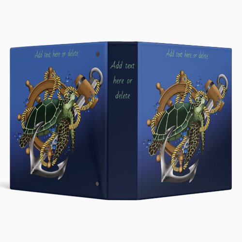 Sea Turtle Green Blue 3 Ring Binder