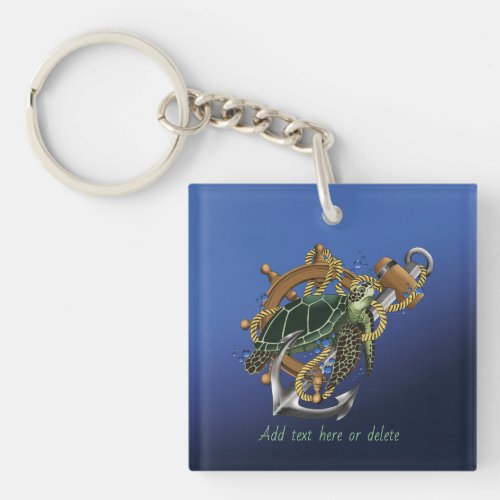 Sea Turtle Green Blue Keychain