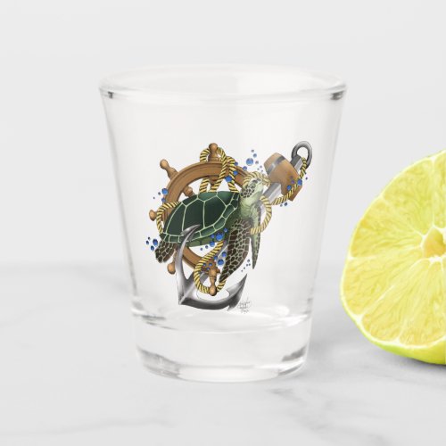 Sea Turtle Green Blue Shot Glass