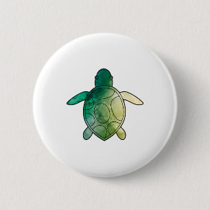 Sea Turtle green watercolor Button