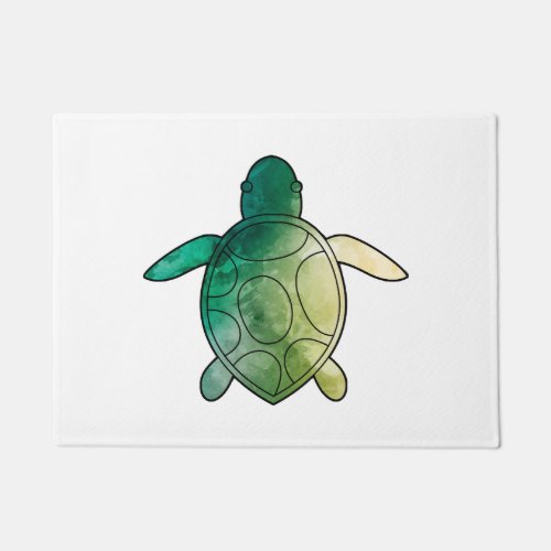 Sea Turtle green watercolor Doormat