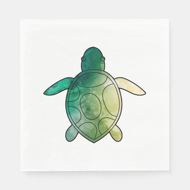 Sea Turtle green watercolor Napkins (Front)