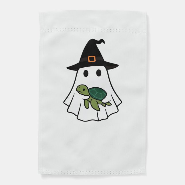 Sea Turtle Halloween Ghost Witch Hat Animal Lovers Garden Flag (Front)