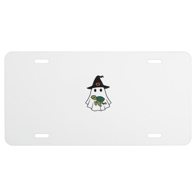 Sea Turtle Halloween Ghost Witch Hat Animal Lovers License Plate (Front)