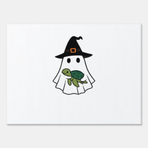 Sea Turtle Halloween Ghost Witch Hat Animal Lovers Sign