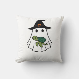 Sea Turtle Halloween Ghost Witch Hat Animal Lovers Throw Pillow
