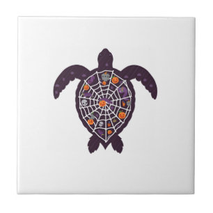 Sea Turtle Halloween Spider-web Pumpkin Ghost Hall Ceramic Tile