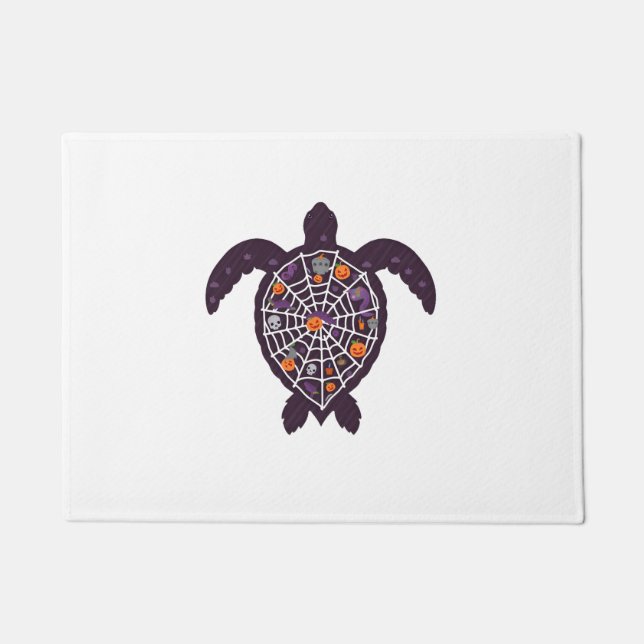 Sea Turtle Halloween Spider-web Pumpkin Ghost Hall Doormat (Front)